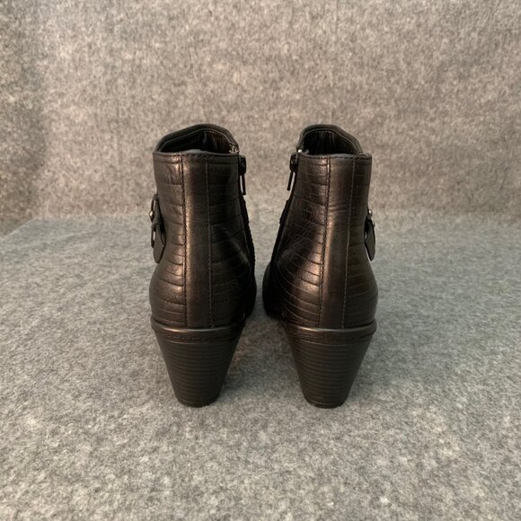 Rockport Cobb Hill Women’s Black Leather Strap Side Zip Ankle Boots - Picture 6 of 10